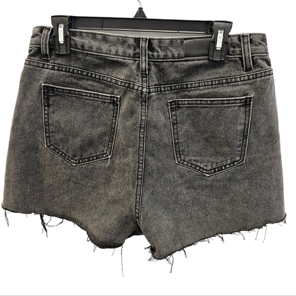 Nasty Gal Distressed High Rise Black Washed Denim Shorts Womens - Picture 3 of 6